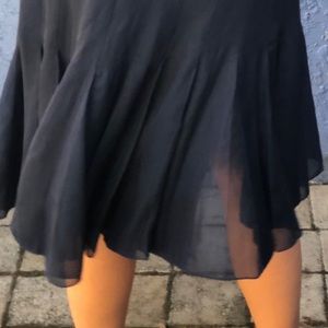 Navy pin-tuck pleated midi skirt